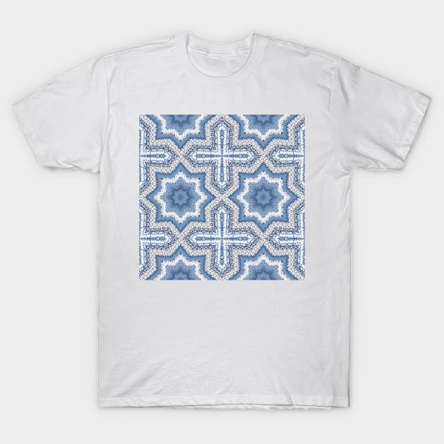 Textured Shibori Tile Pattern T-Shirt by justrachna